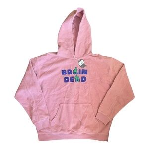 Brain Dead Odd Friends Reverse Fleece Hoodie in Coral NWT XL